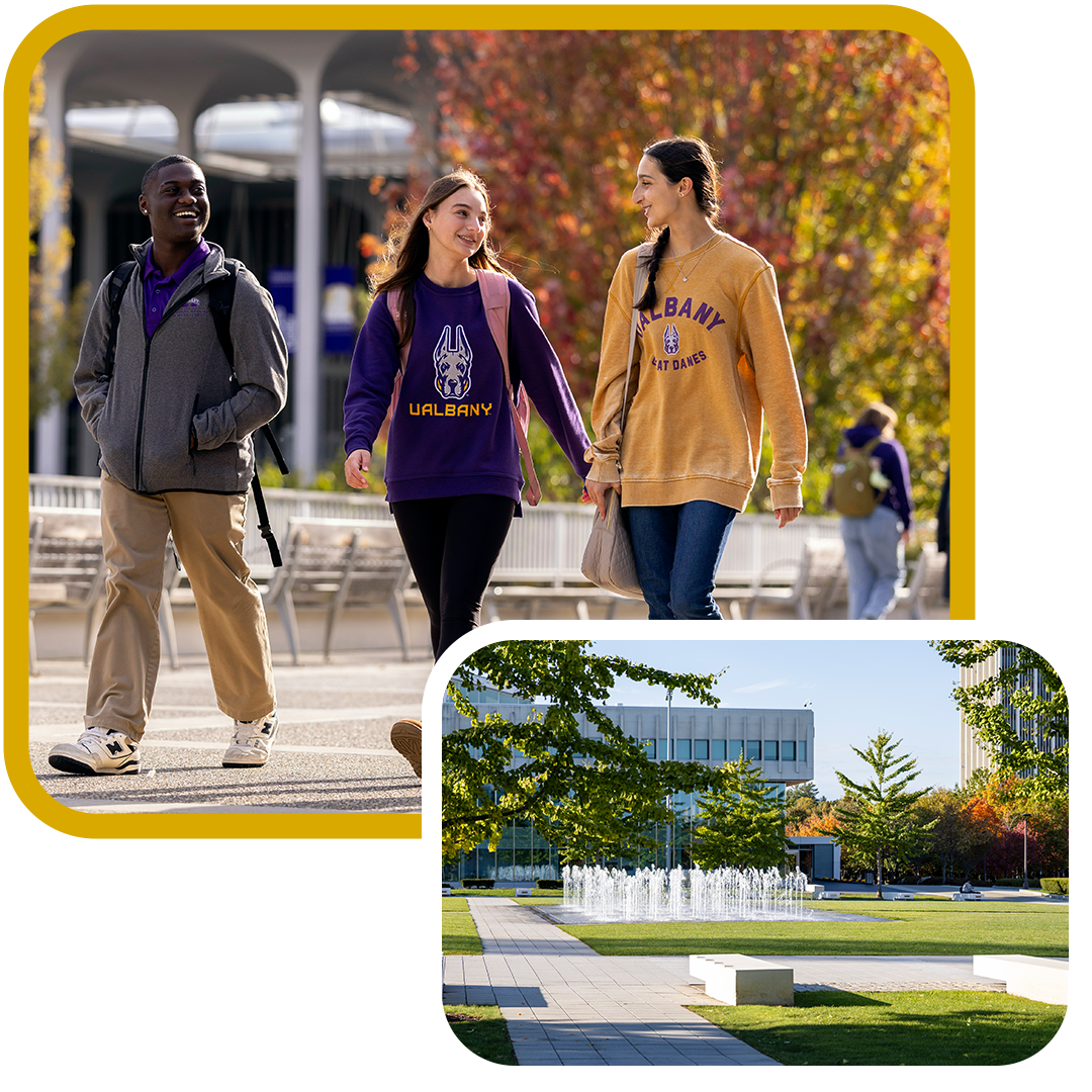Students walking on campus.